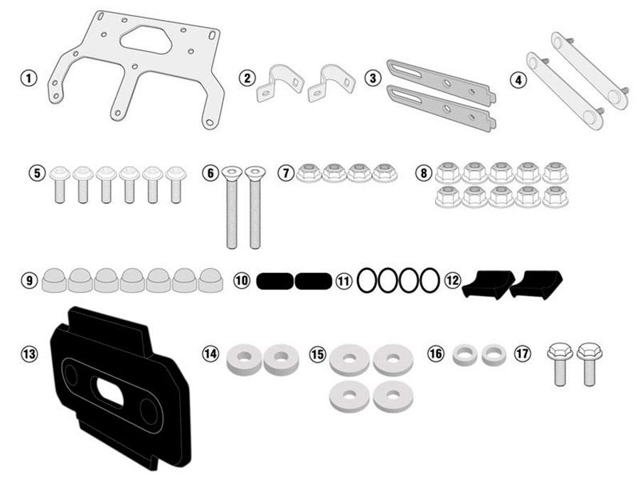 KIT SOPORTE MALETA LATERAL GIVI S250/TB P/PL3112-PL CAM SX.SUZUKI.DLV.STROM.650.17   TL3112KIT