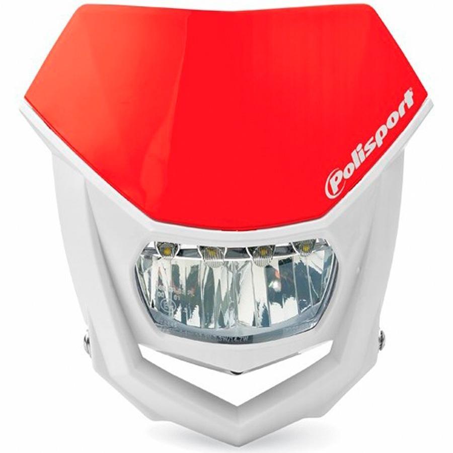CARETA HALO LED HOMOLOGADA POLISPORT BLANCO/ROJO 8667100006