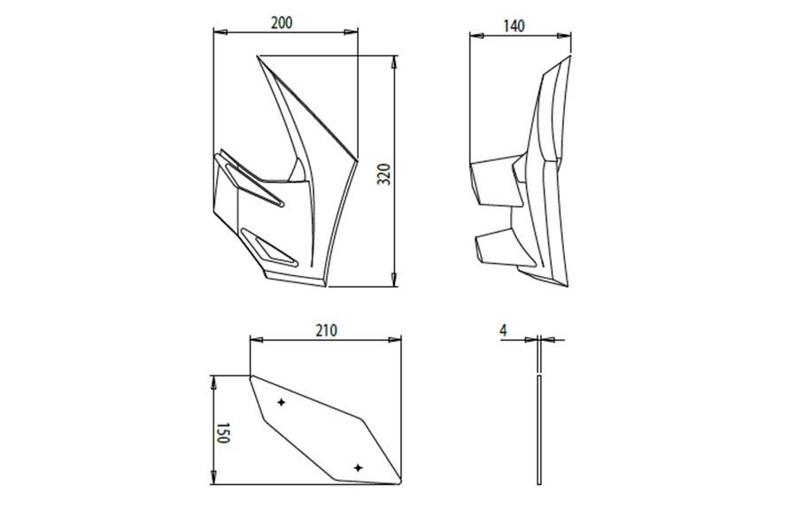 CONJUNTO DE ALERONES PARA KAWASAKI Z900 20' C/ROJO