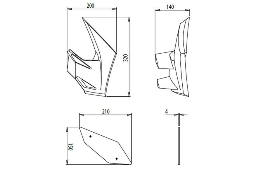 CONJUNTO DE ALERONES PARA KAWASAKI Z650 20' C/NEGR