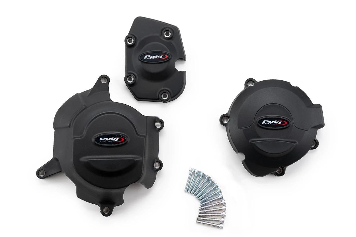 KIT 3 TAPAS PROTECCION MOTOR KAWASAKI Z900RS C/NEG PUIG 21443N