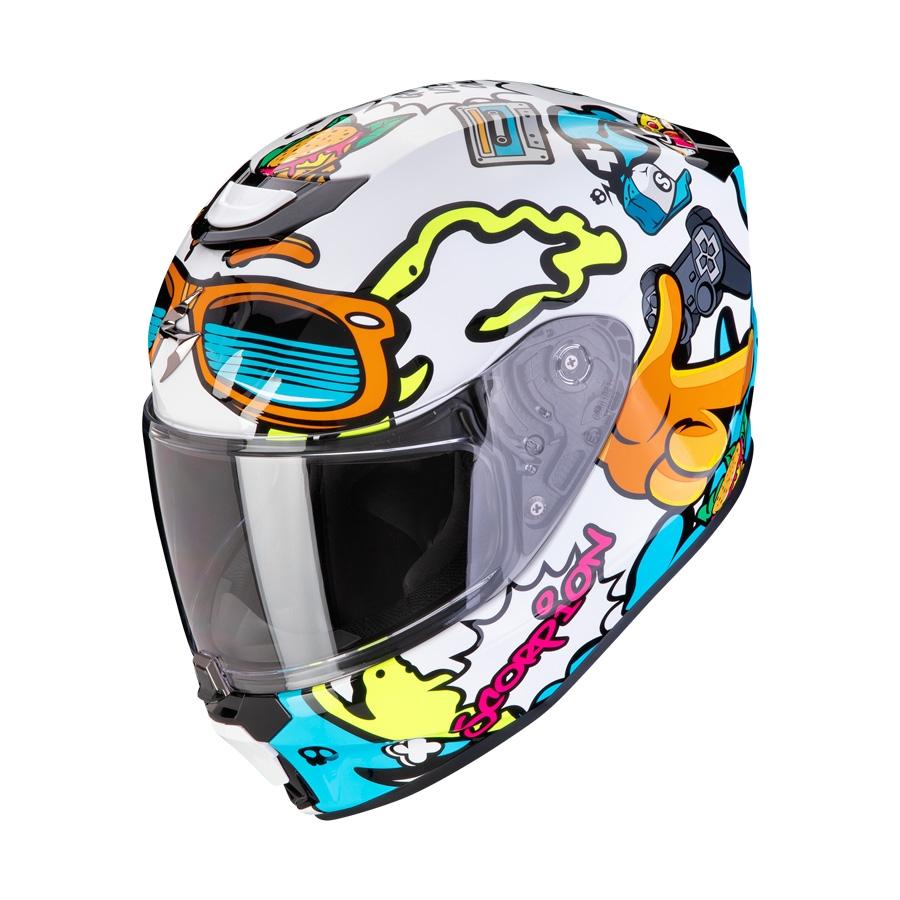 CASCO SCORPION TOURING EXO-JNR FUN BLANCO-AZUL