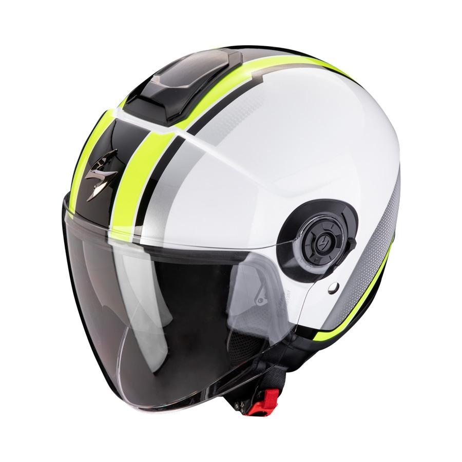 CASCO SCORPION JET EXO-CITY II VEL BLANCO-AMAZILLO NEON