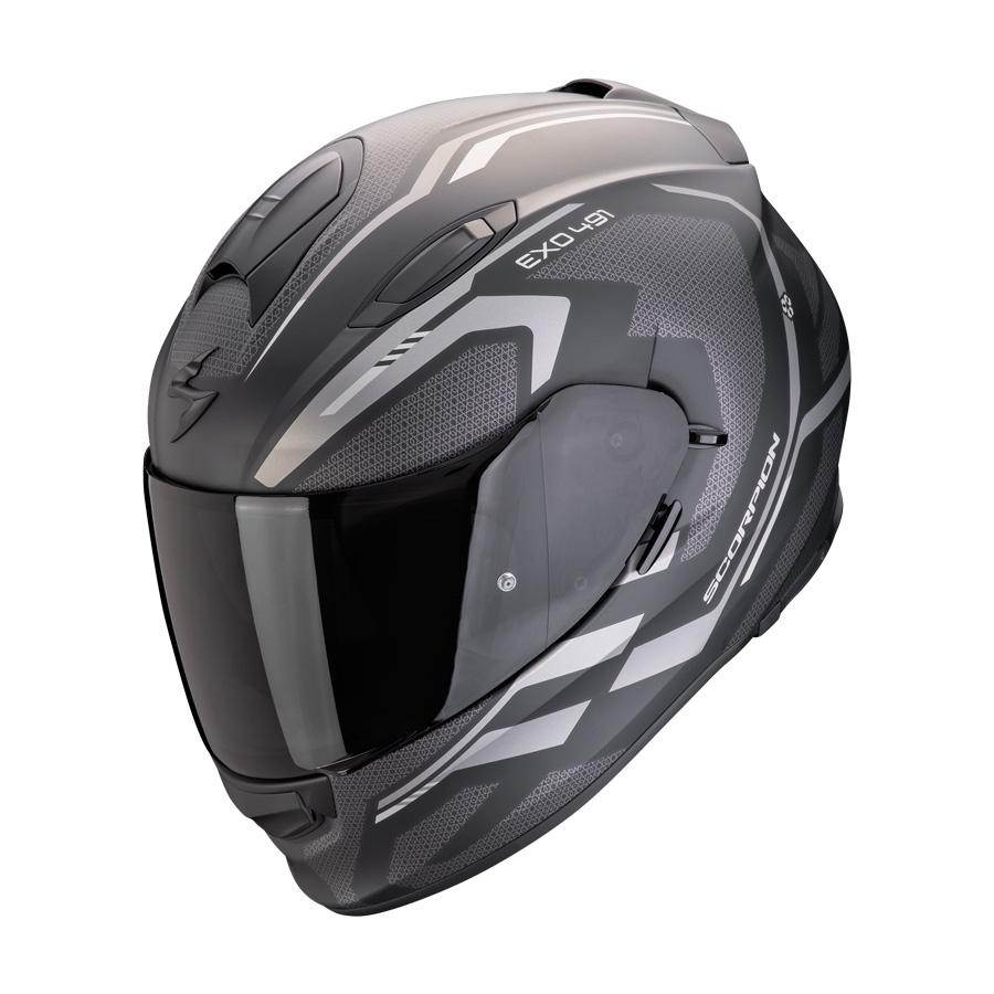 CASCO SCORPION TOURING EXO 491 KRIPTA NEGRO MATE-PLATA