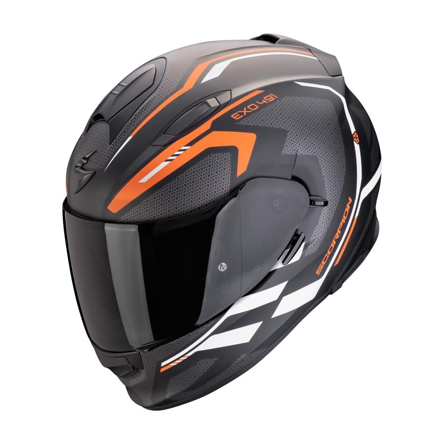 CASCO SCORPION TOURING EXO 491 KRIPTA NEGRO MATE-NARANJA-BLANCO
