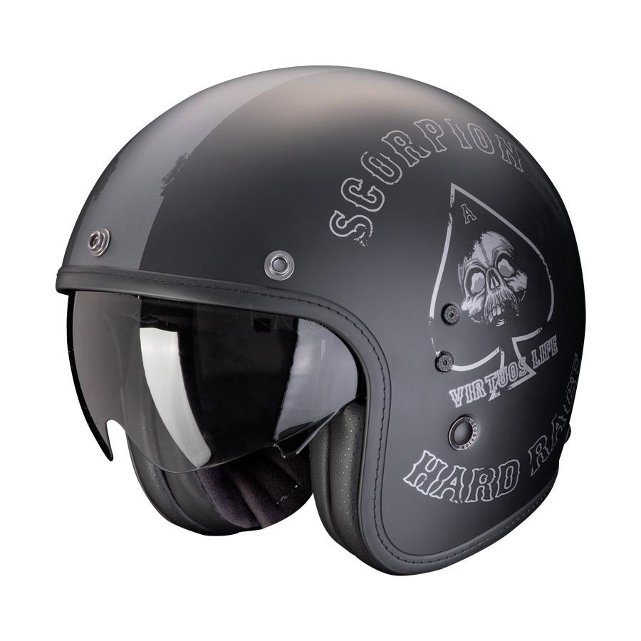 CASCO SCORPION JET BELFAST EVO SPADE NEGRO MATE-PLATA