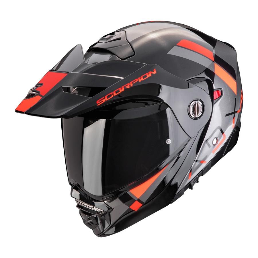 CASCO SCORPION ADVENTURE ADX-2 GALANE PLATA-NEGRO-ROJO
