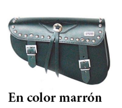 ALFORJA SPAAN LATERAL CON TACHUELAS PIEL MARRÓN - BROWN LEATHER BAG WITH STUDS