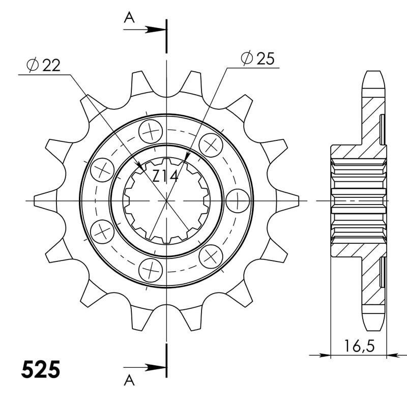 PIÑÓN SUPERSPROX DUCATI 525 X 14