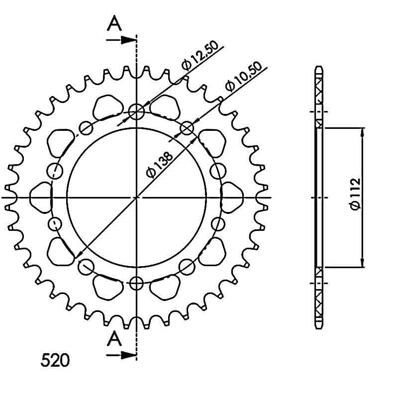 PLATO CORONA SUPERSPROX ALUMINIO YAMAHA 520 X 40