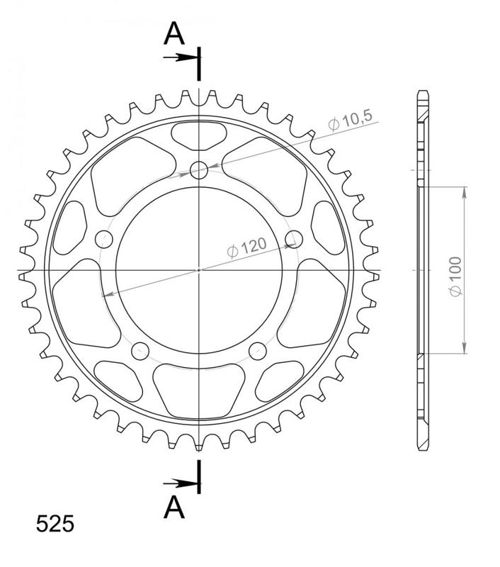 PLATO CORONA SUPERSPROX ACERO APRILIA 525 X 41