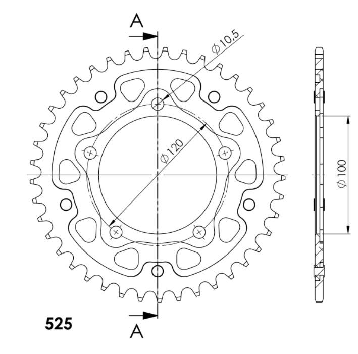 PLATO CORONA SUPERSPROX ACERO APRILIA 525 X 42