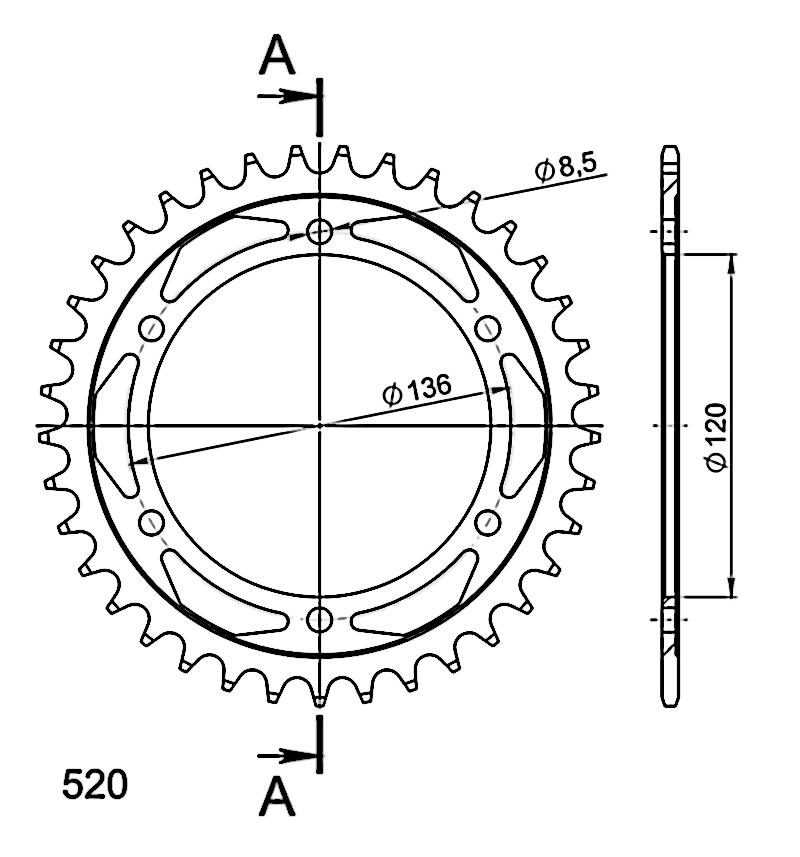 PLATO CORONA SUPERSPROX ACERO YAMAHA 520 X 37