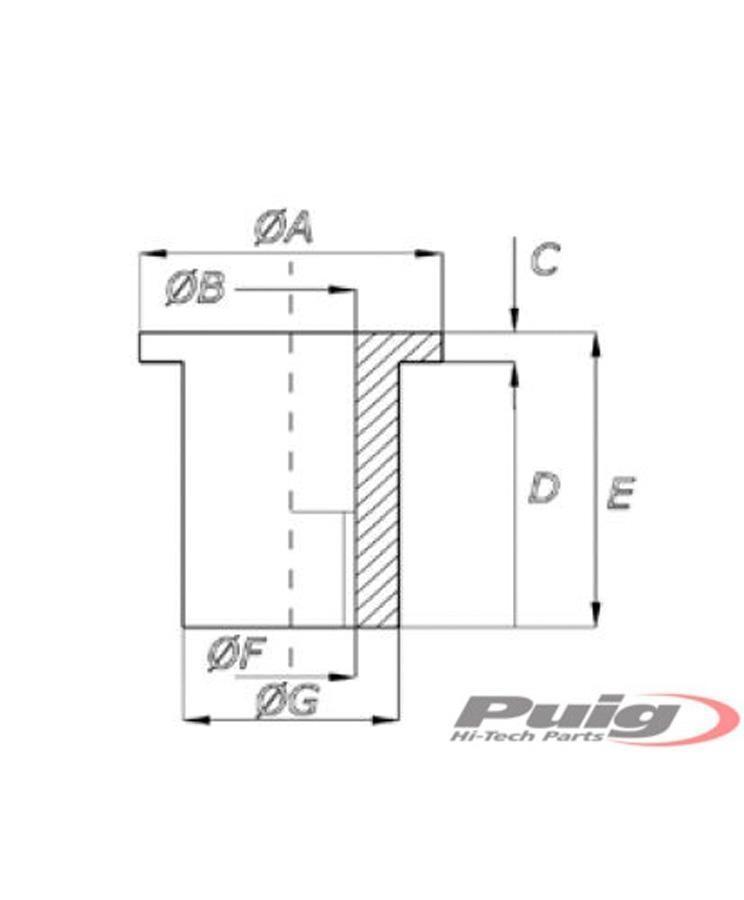 SILENBLOCK C/TUERCA INCORPORADA M4 (25 UNIDADES)