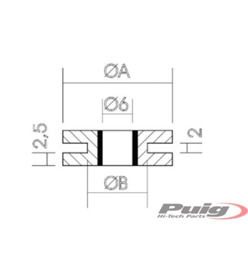 SILENBLOCK GOMA DIAMETRO 22MM.(BOLSA 25 UN.)